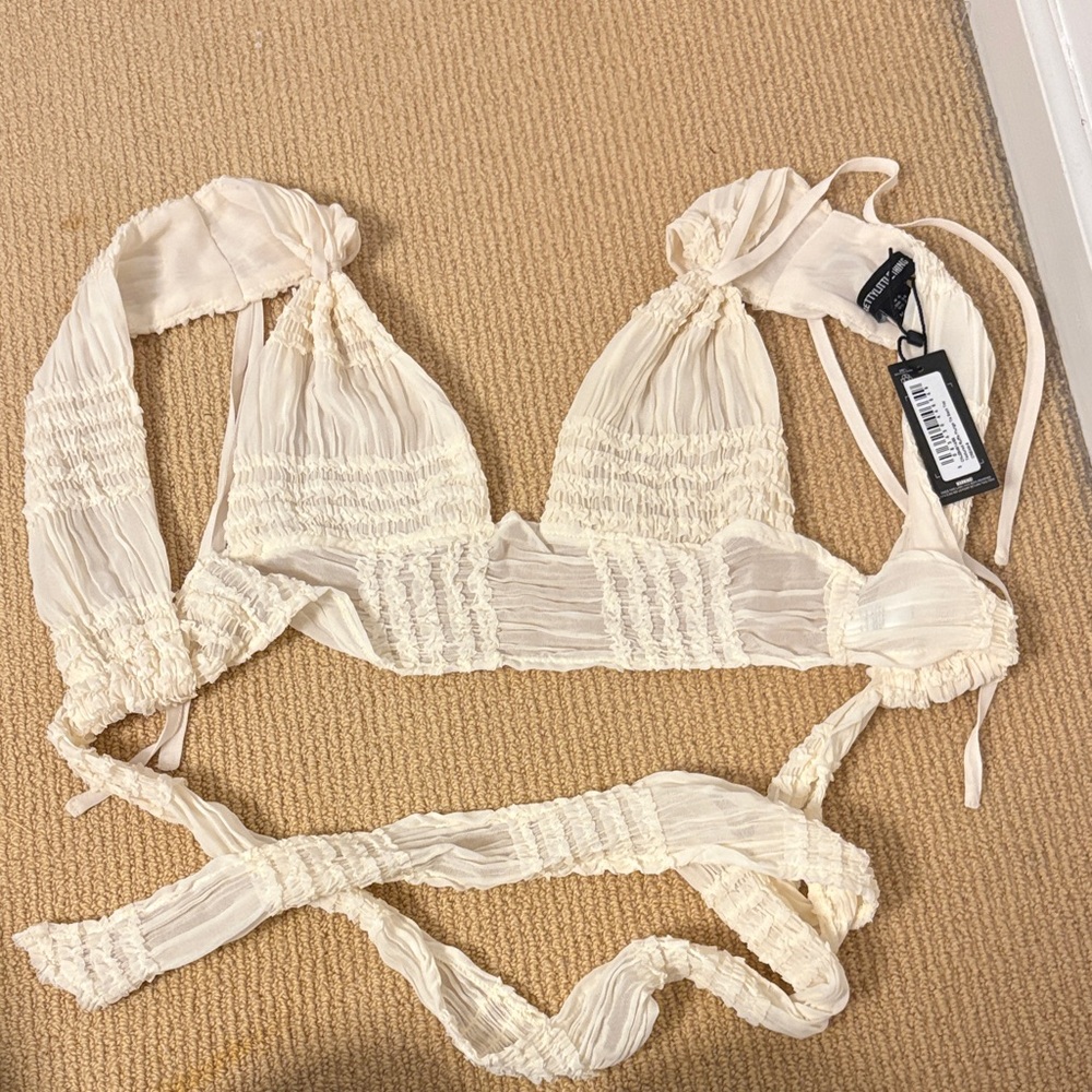 Elegant Cream Women's Tie Top